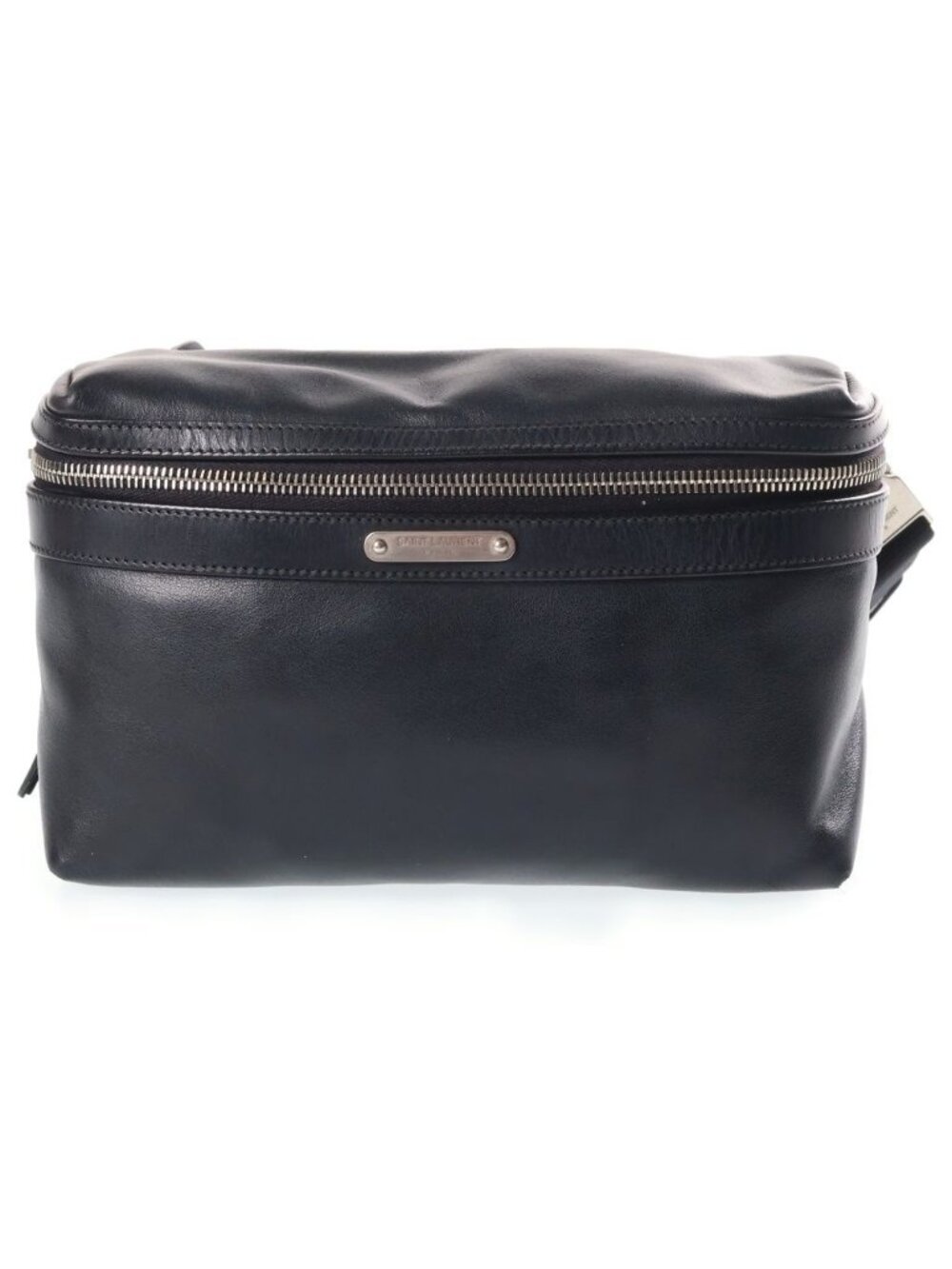 Saint Laurent Paris Messenger Bag Black Leather Silver